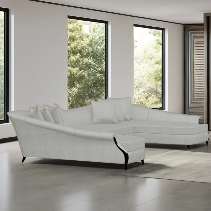 Classic American style living room wooden frame corner sofa