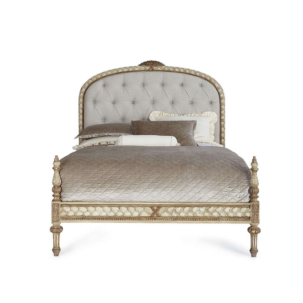 Elegant French bedroom furniture solid wood double bed