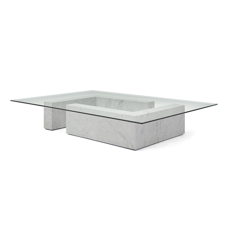 Elegant American Style Rectangular Glass Top Coffee Table