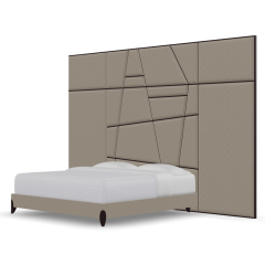 Luxurious King-Size Upholstered Bed with Solid Wood Frame