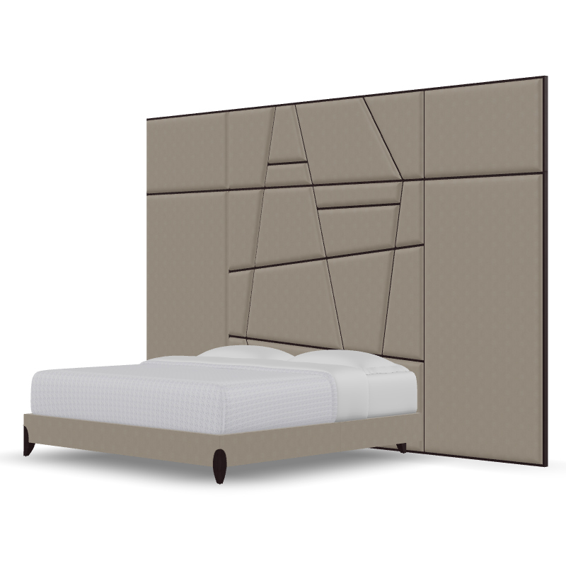 Luxurious King-Size Upholstered Bed with Solid Wood Frame