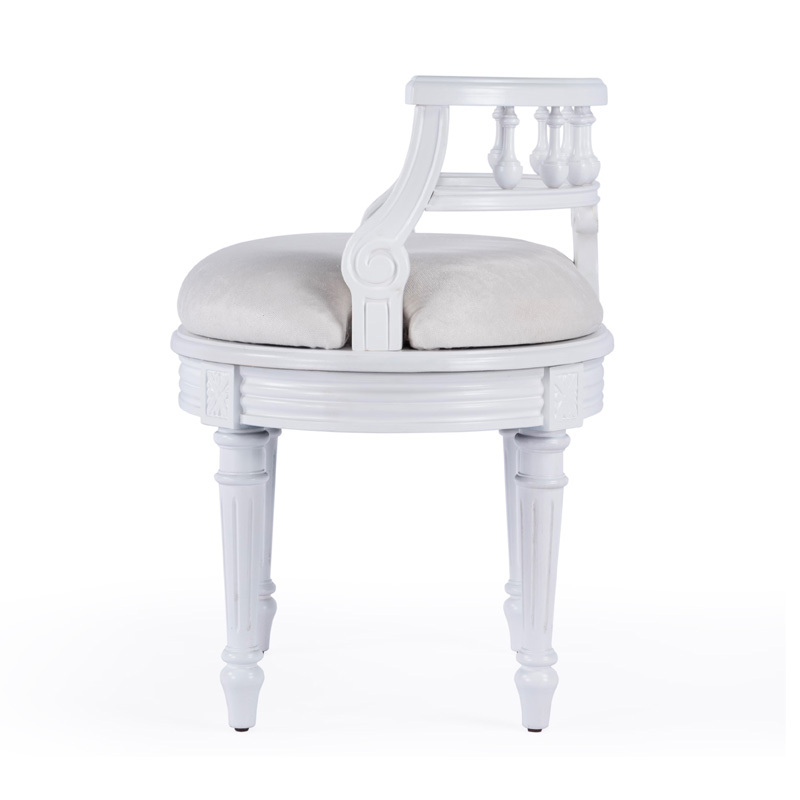 Classic Wooden Backrest Stool for Traditional Living Room Seating