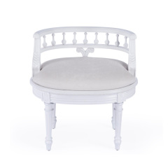 Classic Wooden Backrest Stool for Traditional Living Room Seating