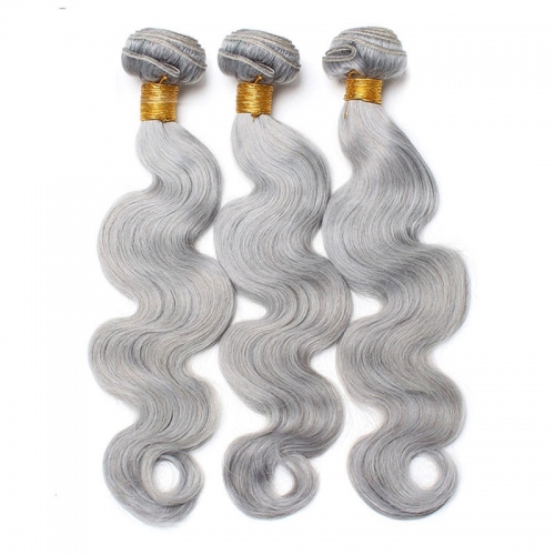 Color Platinum Grey Body Wave Brazilian Remy Hair Weaves 3pcs Buddles Deals