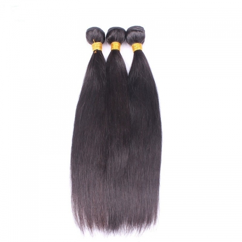 Natural Color Silk Straight Brazilian Human Hair Extensions Weave 3 Bundles
