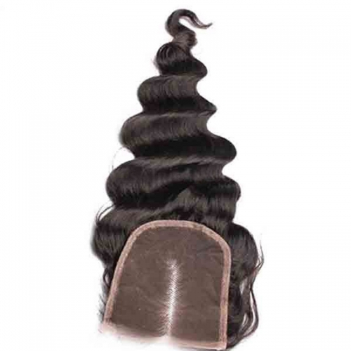 Loose Wave European Remy Hair Middle Part Lace Closure 4x4inches Natural Color