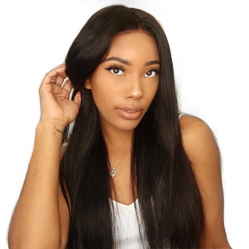 13x6 Lace Front Human Hair Wigs With Baby Hair 250% Density Straight Brazilian Hair Wigs Bleached Knots With Natural Baby Hair