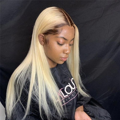 #4 613 Blonde Lace Frontal Wig With Baby Hair 150% Brazilian Remy 13x4 Lace Front Wig Ombre Straight Human Hair Wigs For Women