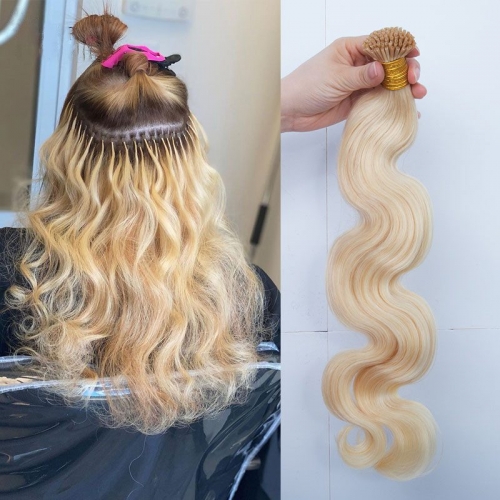 613 Blonde Body Wave Human Hair I Tip Microlinks Hair Extension Brazilian Virgin Hair Bulk I Tip Hair Extensions Pwigs