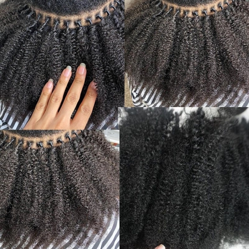 Afro Kinky Curly I Tip Microlinks 100% Human Virgin Hair Weave Bundles Brazilian I Tip Hair Extensions Natural Black Pwigs