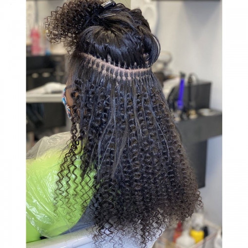 4A Kinky Curly I Tip Hair Extensions 100% Mongolian Virgin Human Hair Bundles I Tip Microlinks For Black Women Pwigs