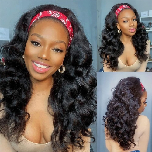 Headband Wigs For Black Women Water Wave Headband Wig Human Hair Band Wig Glueless None Lace Front Wigs Machine Made Easy Wear Wigs