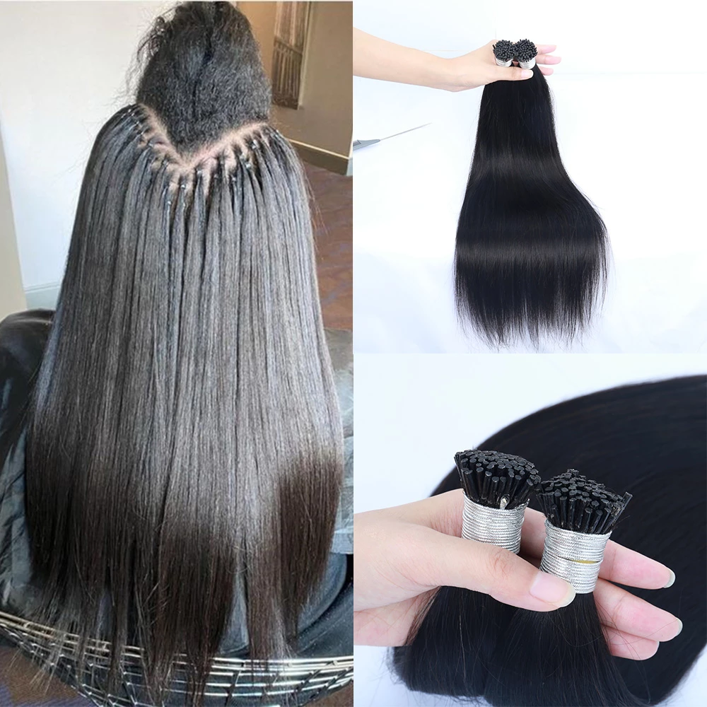 Straight I Tip Microlinks Hair Extension Human Hair Brazilian Virgin Hair Bulk I Tip Hair Extensions For Black Women Pwigs