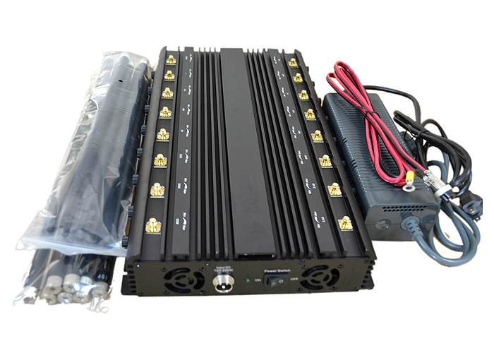 World First All-in-One Powerful Cellphone WiFi 5g GPS Lojack UHF VHF Signal Jammer with 16 Antennas