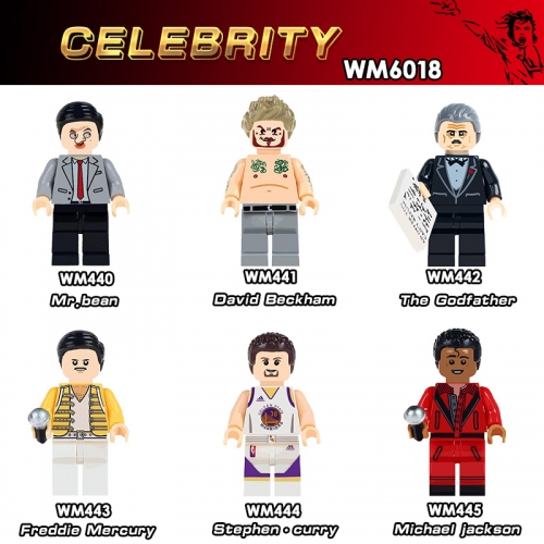 WM6018 Mr. Bean The Godfather Gangster Freddie Mercury Stephen Curry Action mini action figures gift Building Blocks