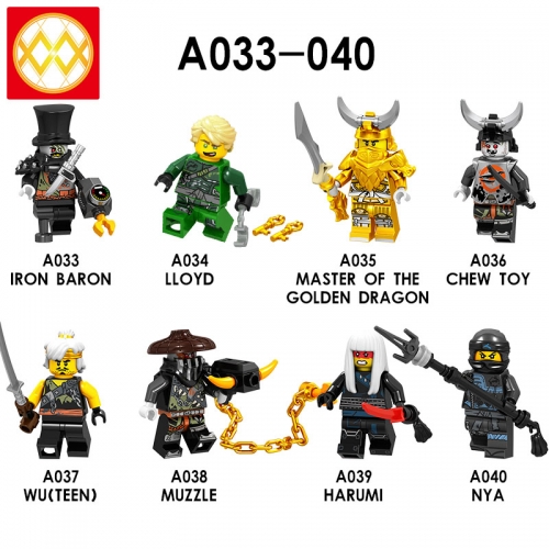 A033-A040 IRON BARON LLOYD MASTER OF THE GOLDEN DRAGON CHEW TOY WU MUZZLE HARUMI NYA Building Blocks Kids Toys