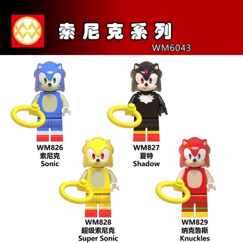WM6043 Super Sonic Shadow Anime Movie Sonic Knuckles Action Pop Figures Doll Building Blocks Christmas Gift Toys For Children