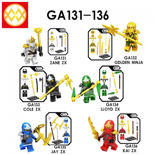 GA131-136 ZANE ZX GDLDEN NINJA COLE ZX LLOYD ZX JAY ZX KAI ZX Building Blocks Kids Toys