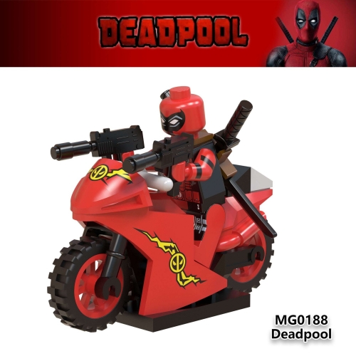 MG0188 Marvel Anti Hero Deadpool With Motorcycle Action Figure Building Blocks Kids Toys