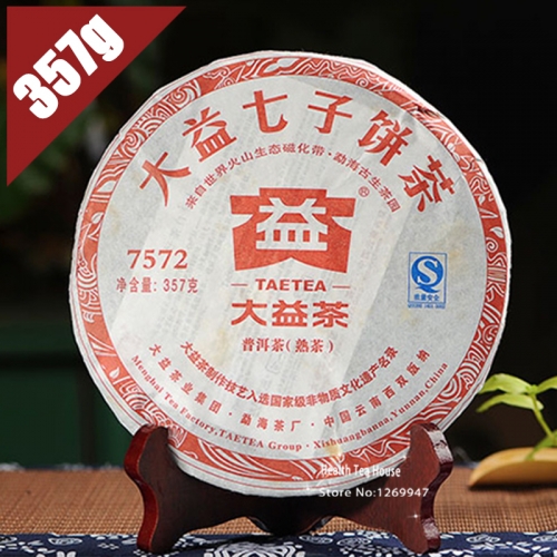 2012 yr TAETEA 7572 (Batch 201) Ripe Puer Tea 357 g Dayi Menghai Tea Factory Puer Shu Puerh Cake