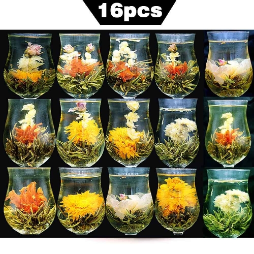 16 pieces different flower Handmade Blooming Flower Tea Chinese Flowering Tea Balls Herbal Crafts Flowers teas gift packing  organic herbal tea 