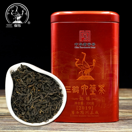 Three Cranes Sanhe 2019 Liu Pao Tea Dark Tea Heicha Wuzhou Teas Red Jar 200g