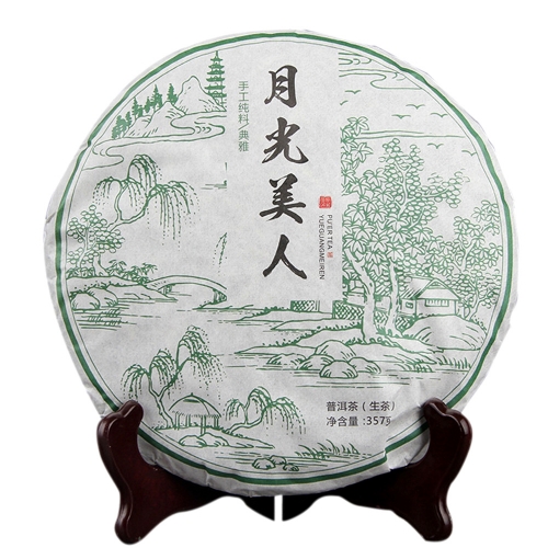 2018 Moonlight White Beauty Белый китайский чай Древние беседки горы Цзинмай Белый необработанный чай пуэр 357 г