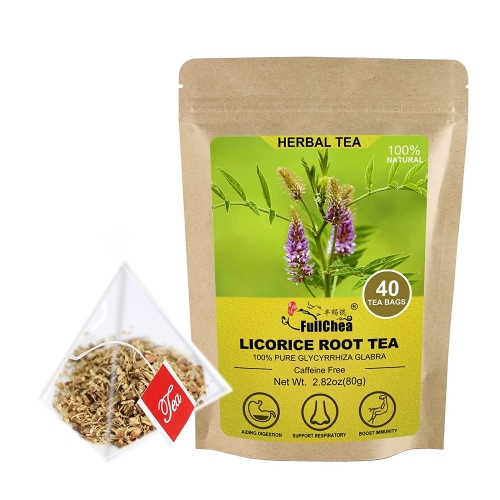 FullChea - Licorice Root Tea Bag, 40 Teabags, 2g/bag - Premium Licorice Root - Non-GMO - Naturally Caffeine-free Herbal Tea - Aid in Digestion