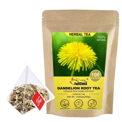 FullChea - Dandelion Root Tea Bags, 100 Teabags, 2.5g/bag - Premium Raw Dandelion Root Tea Detox - Non-GMO - Caffeine-free - Rich in Vitamins