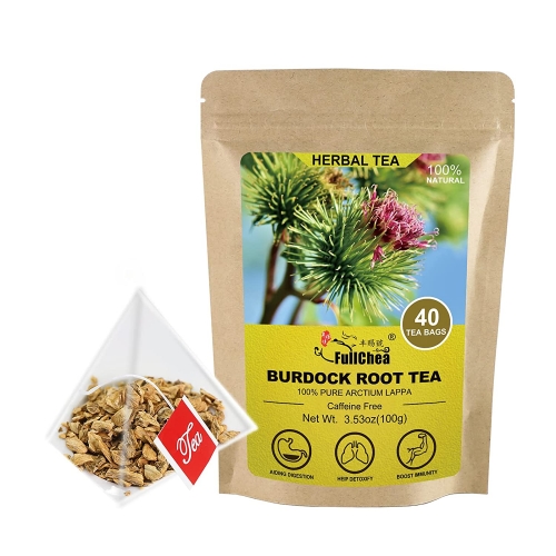 FullChea - Чайный мешок с корнем лопуха, 40 мешков, 2,5 г / мешок - высококачественный лопух - не ГМО - натуральный травяной чай без кофеина - помогае