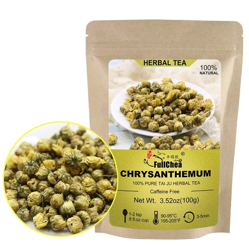 FullChea - Top Grade Chinese Chrysanthemum Tea - 3.52oz/100g - Premium Natural Dried Chrysanthemum Flower - Tai Ju Herbal Tea Loose Leaf - Non-GMO
