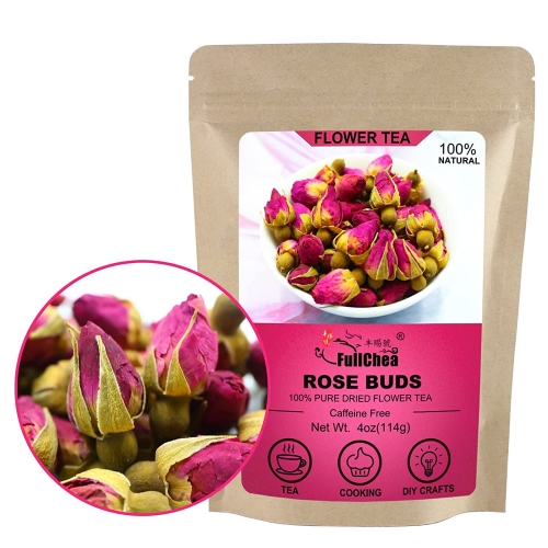 FullChea - 100% Pure Natural Dried Rose Buds - 4oz/114g - Premium Food-grade Fragrant Rosebuds Dried Flowers - Rose Tea, Baking, Crafting, Soap Making
