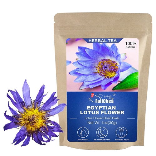FullChea - Premium Blue Lotus Flower - 1oz/30g - Egyptian Whole Flower Herbal Tea Loose Leaf - Non-GMO - Caffeine-free