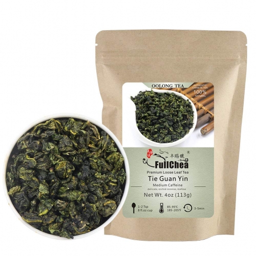 FullChea - Anxi Tieguanyin Tea - Best Oolong Tea Loose Leaf - Tie Guan Yin Tea - Iron Goddess of Mercy with Orchid Aroma - Smooth Taste 113g