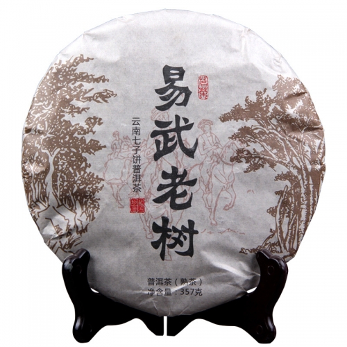 Чай Pu 'er 2015 / 2019 Yiu Lao Tree приготовленный торт Pu' er Sei Ju 357 г Shu Pu 'er, случайная отправка