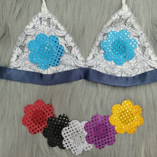 Fashion Nipple Pasties Sequins Fabric Custom Nipple Pasties Disposable Breast Petals Adhesive