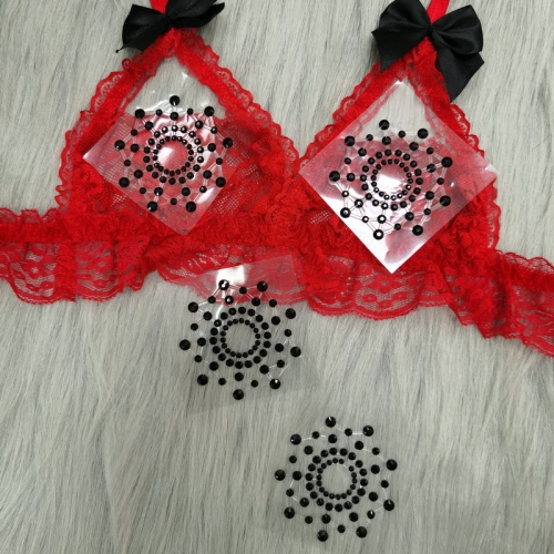 Custom Breast Adhesive Nipple Decorations Black Spider Web Design Crystal Nipple Pasties Sexy Diamonds Nipple Cover