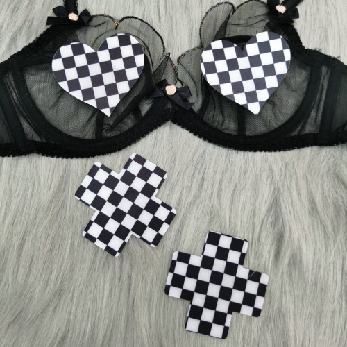 White And Black Design Heart Nipple Covers Sexy Custom Nipple Pasties Adhesive Breast Cover Disposable