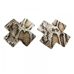 2020 New Arrival Brown Nipple Covers Sexy Women Underwear Accessories Snake Skin Pattern Cross Breast Stickers Adhesive