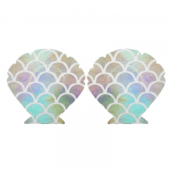 White Holographic Boob Sticker Mermaid Assorted Nipple Covers Adhesive Sexy Women Nipple Pasties Disposable