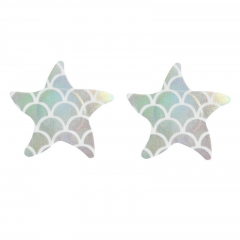 White Holographic Boob Sticker Mermaid Assorted Nipple Covers Adhesive Sexy Women Nipple Pasties Disposable