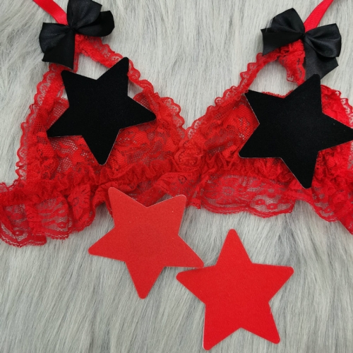 Velvet Nipple Pasties Disposable For Women Fashion Nipple Stickers Black Star Nipple Cover Adhesive Pasties