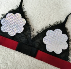 Holographic Disposable Breast Petals Waterproof Ladies Brassier Cross Shape Adhesive Pasties Nipple Cover Sexy