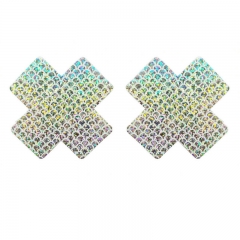 Holographic Disposable Breast Petals Waterproof Ladies Brassier Cross Shape Adhesive Pasties Nipple Cover Sexy