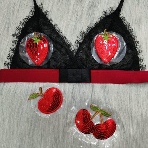 Sequins Strawberry Girl Sexy Nipple Pasties Christmas Custom Red Apple Reusable Pretty Product Pasties Wholesale