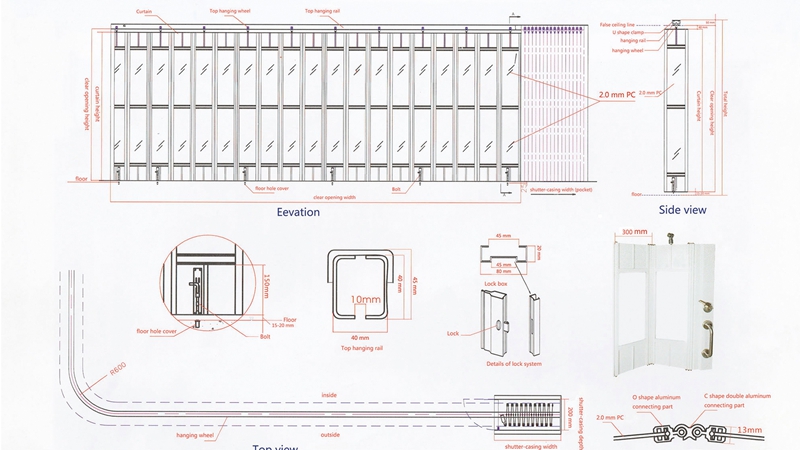 drawing for sliding side folding shutter doors