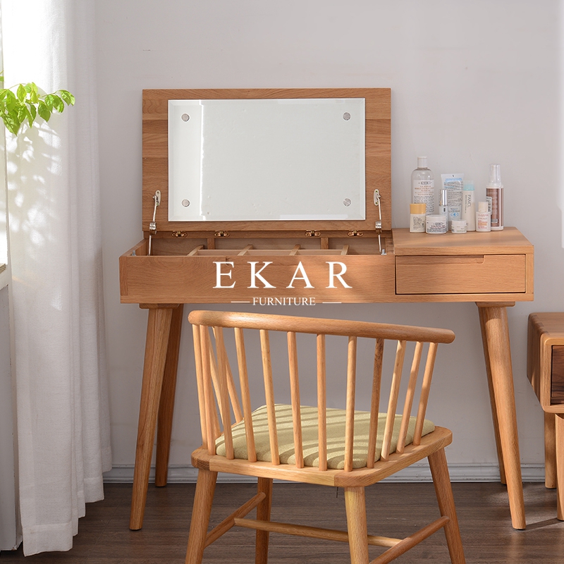 New Design Solid Wood Modern Simple Dressing Table With Mirror