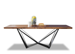Metal base Rectangle Wooden Top Dining Table
