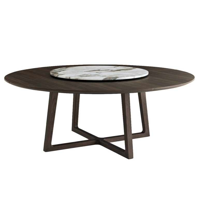 New Design Marble Top Dark Wood Dining Table