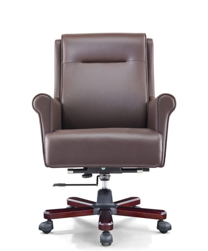 Luxury Leather High Back Office Chair Reddish Brown Executive Chair